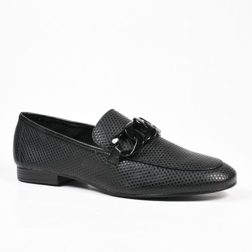 Loafer Preto Corrente Couro