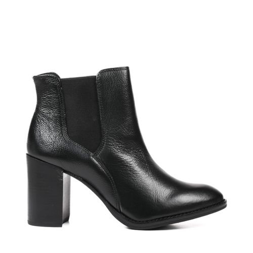 Bota Preta Salto Bloco Couro