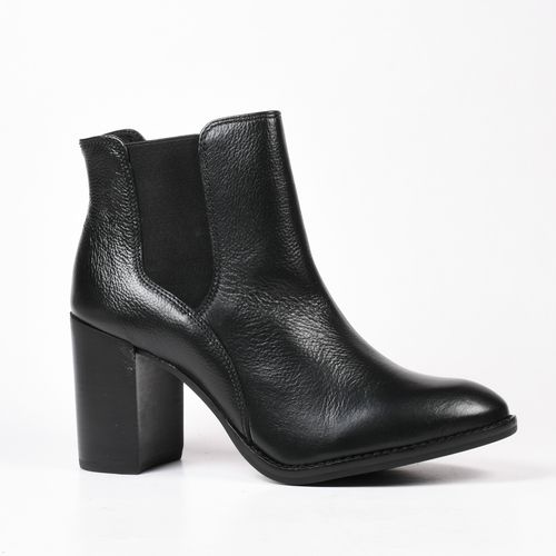 Bota Preta Salto Bloco Couro