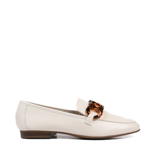 Loafer Branco Corrente Mesclada Couro
