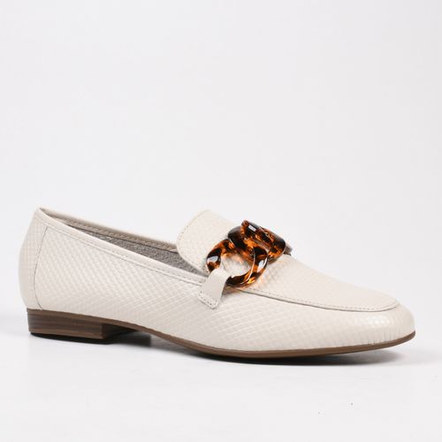 Loafer Branco Corrente Mesclada Couro