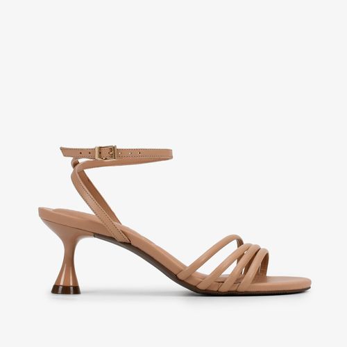 Sandália Nude Salto Fino Couro