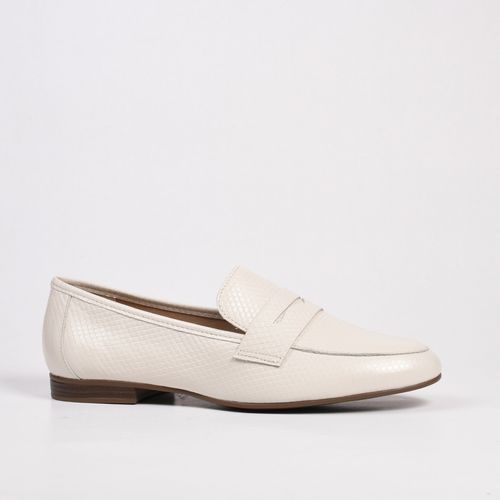Loafer Branco Couro Texturizado