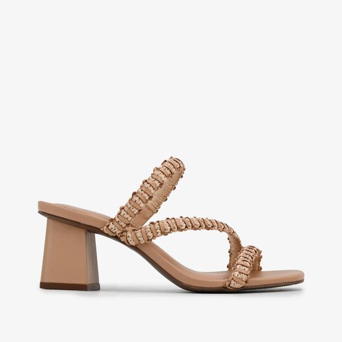 Tamanco Natural Salto Flare Tiras