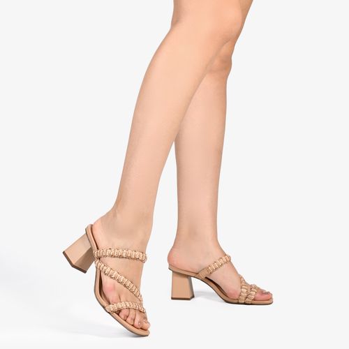 Tamanco Natural Salto Flare Tiras