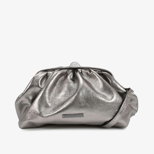 Bolsa Clutch Prata Velho Matralizado Couro
