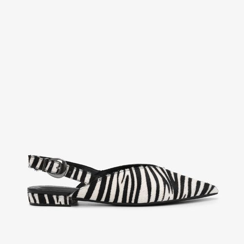 Slingback Animal Print Zebra Couro