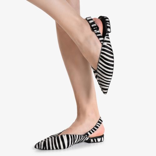 Slingback Animal Print Zebra Couro