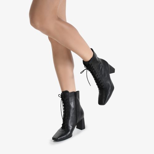 Bota Preto Cano Médio Couro