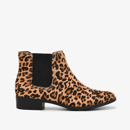 Bota Animal Print Leopardo Cano Curto Couro