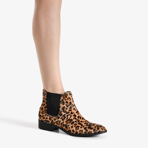 Bota Animal Print Leopardo Cano Curto Couro