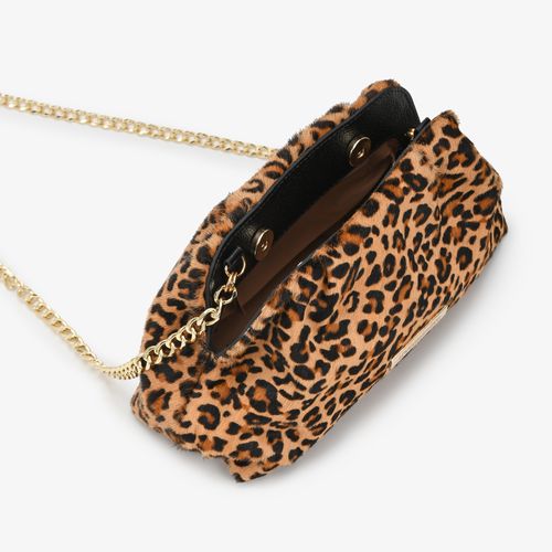 Clutch Animal Print Leopardo Corrente Couro