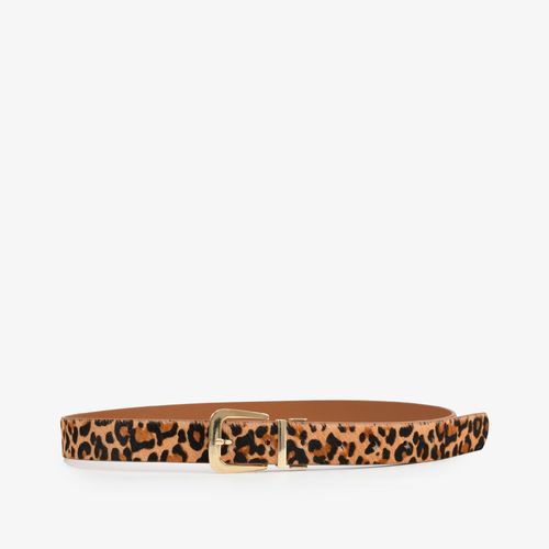 Cinto Caramelo Mocca Animal Print Leopardo Reversível Couro