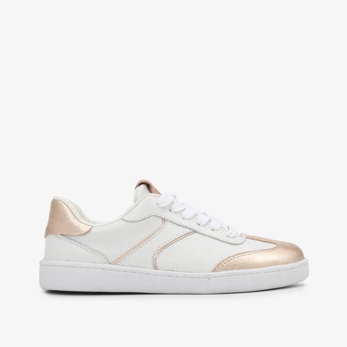 Tênis Branco Dourado Couro