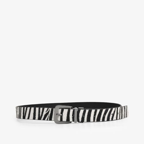 Cinto Preto Animal Print Zebra Reversível Couro