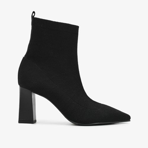 Bota Preto Salto Flare Knit