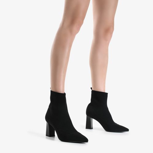 Bota Preto Salto Flare Knit