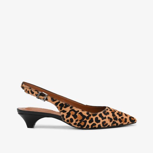 Slingback Animal Print Leopardo Couro
