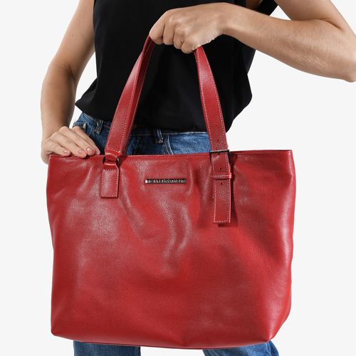 Bolsa Shopping Vermelho Scarlet Couro