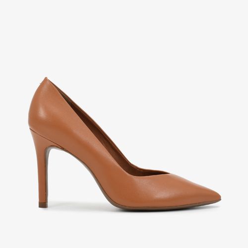 Scarpin Caramelo Mocca Salto Fino Alto Couro