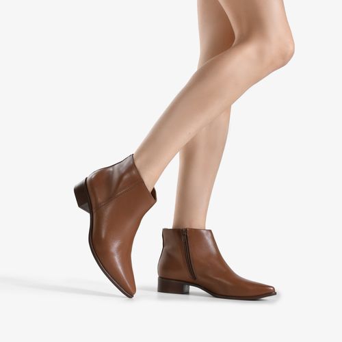 Bota Marrom Brown Cano Curto Couro