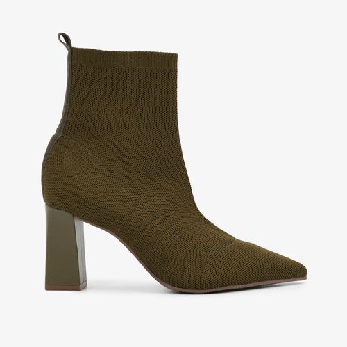 Bota Verde Dark Green Salto Flare Knit