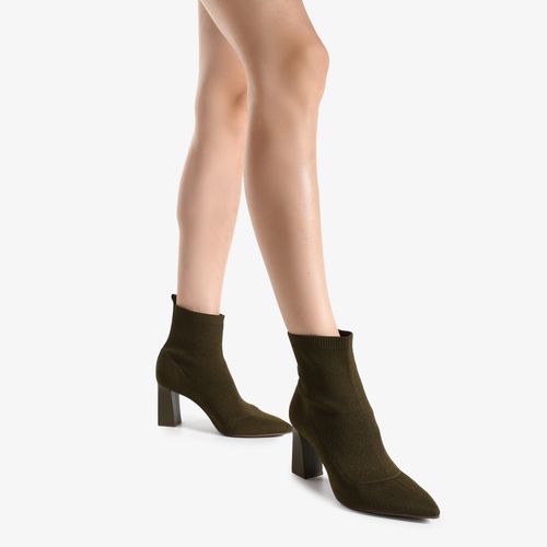 Bota Verde Dark Green Salto Flare Knit