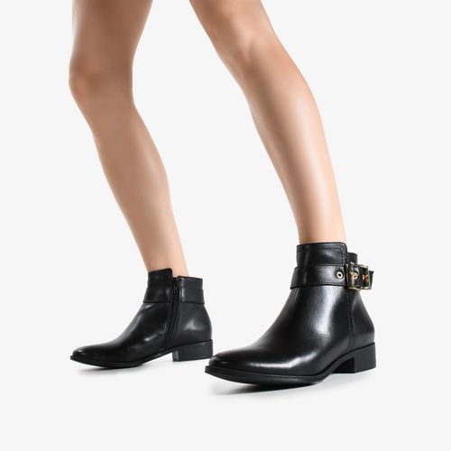 Bota Preto Cano Curto Couro