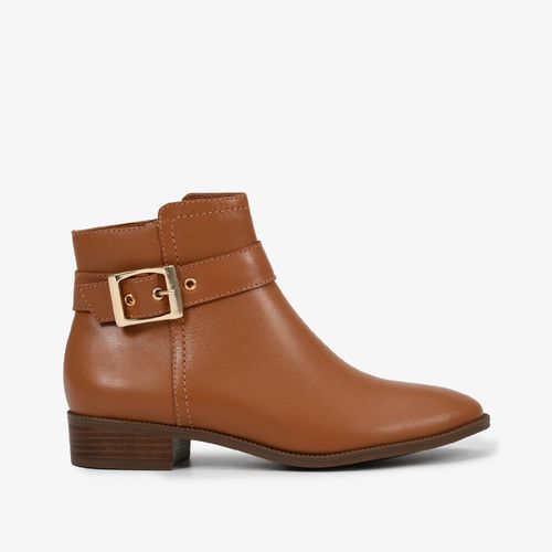 Bota Caramelo Cano Curto Fivela Couro