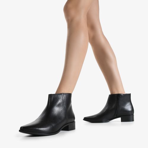 Bota Preto Cano Curto Couro