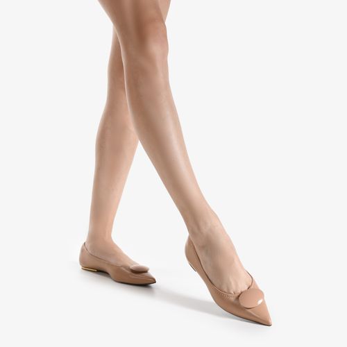 Sapatilha Nude Antique Bico Fino Couro