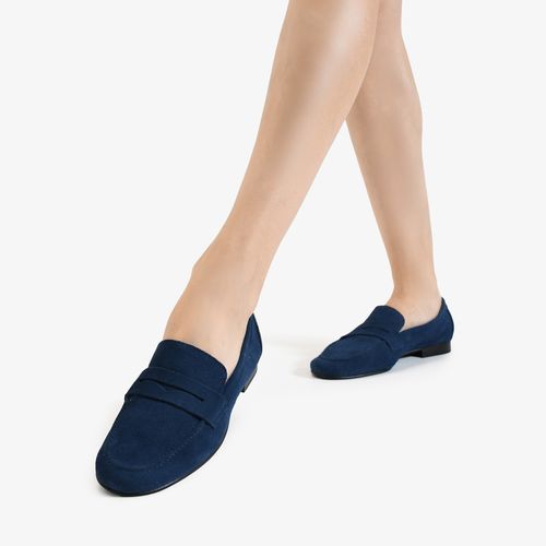 Loafer Azul Couro Camurça