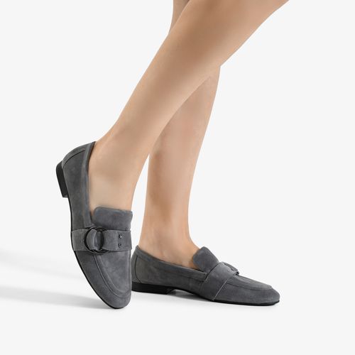 Loafer Cinza Stone Camurça Couro