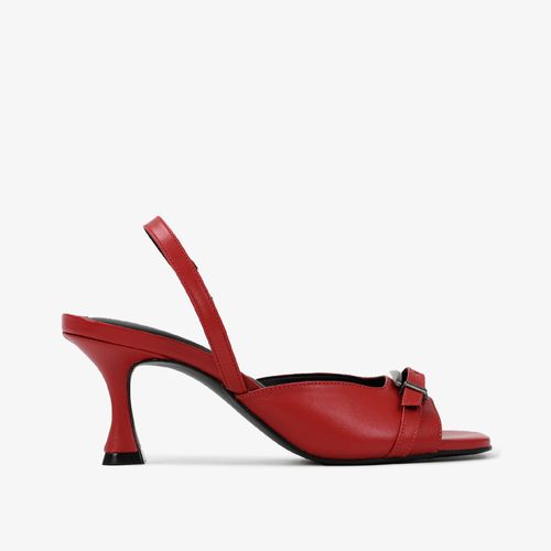 Sandália Vermelho Scarlet Salto Fino Médio Couro