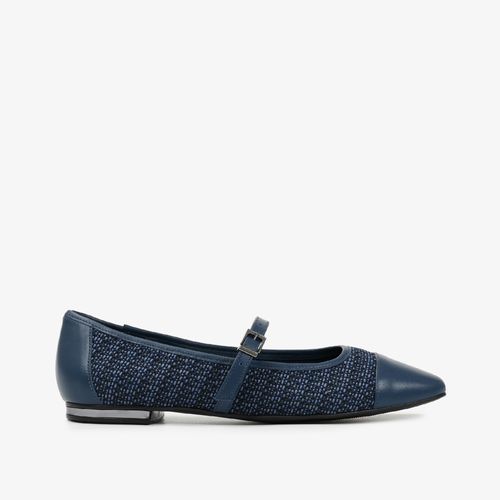 Sapatilha Azul Tecido Tweed Couro