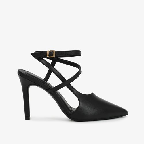 Slingback Preto Salto Fino Alto Couro
