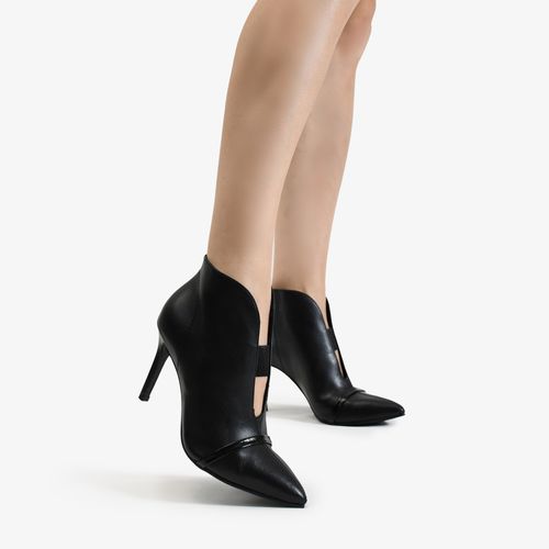 Bota Preto Cano Curto Salto Fino Alto Couro