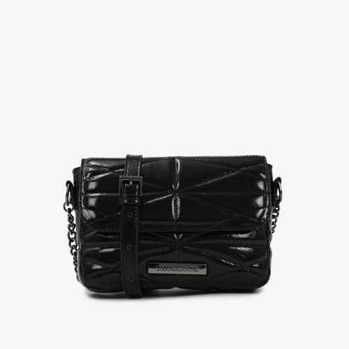 Bolsa Transversal Preto Couro Brilhoso