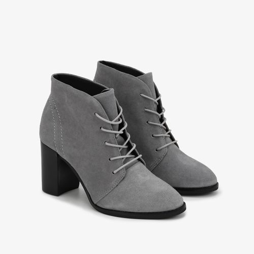 Bota Cinza Stone Cano Curto Couro