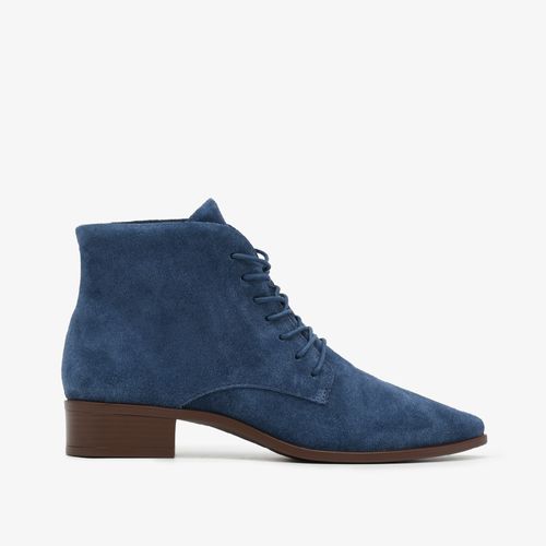 Bota Azul Cano Curto Camurça Couro