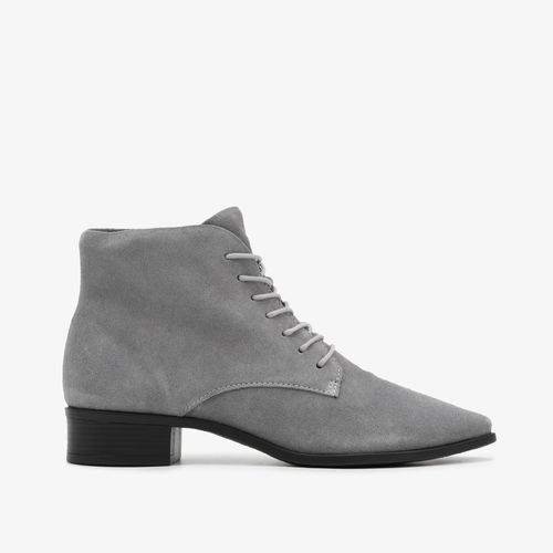 Bota Cinza Stone Cano Curto Camurça Couro
