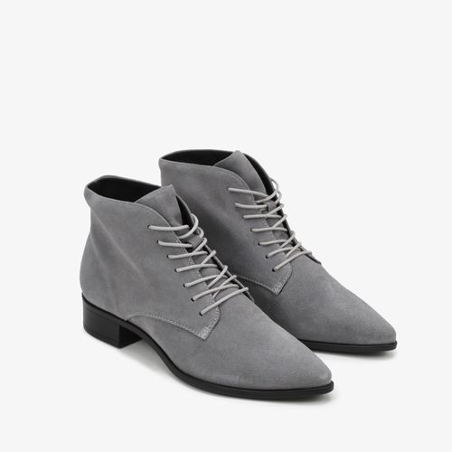 Bota Cinza Stone Cano Curto Camurça Couro