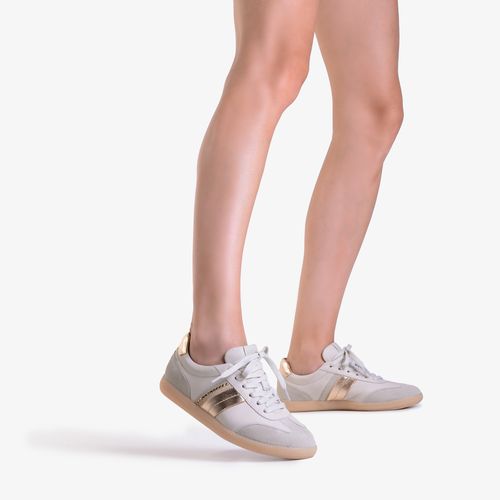 Tênis Off White Hotfix Dourado Camurça Couro