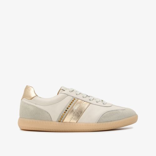 Tênis Off White Hotfix Dourado Camurça Couro