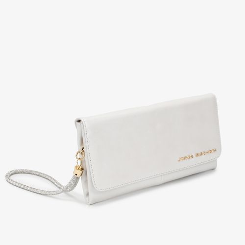 Bolsa De Mão Branco Acetinado Say Yes Couro