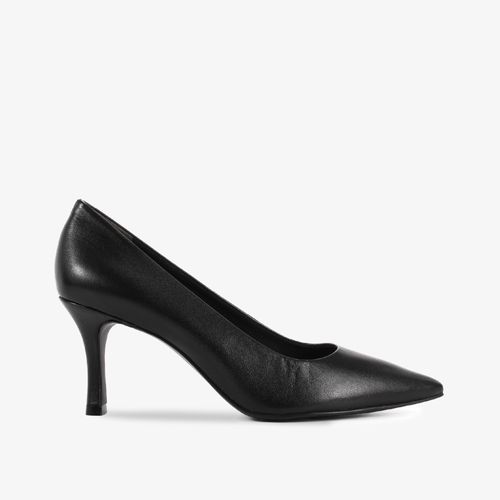 Scarpin Preto Salto Médio Fino Couro
