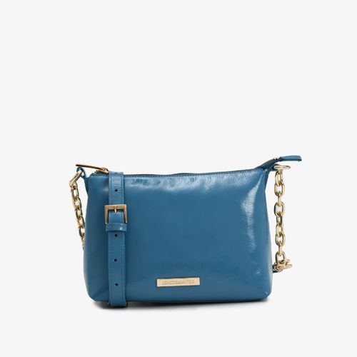 Bolsa Tiracolo Pequena Azul Couro