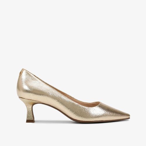 Scarpin Dourado Metalizado Salto Médio Couro