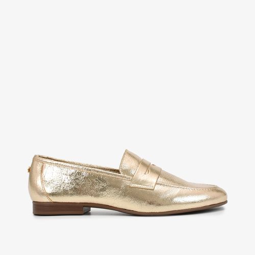 Loafer Dourado Metalizado Couro