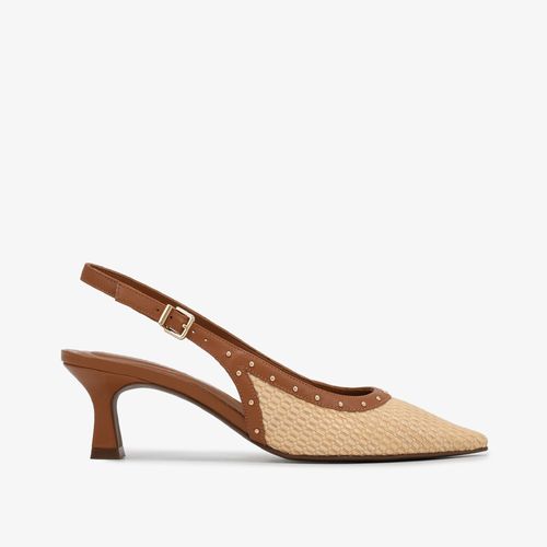 Slingback Caramelo Salto Fino Médio Natural Couro